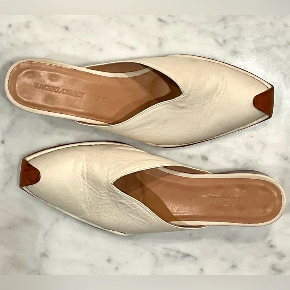 Rachel Comey Leather Mules, 2” block heel, cream&brown, 9.5, EUC - Picture 7 of 11